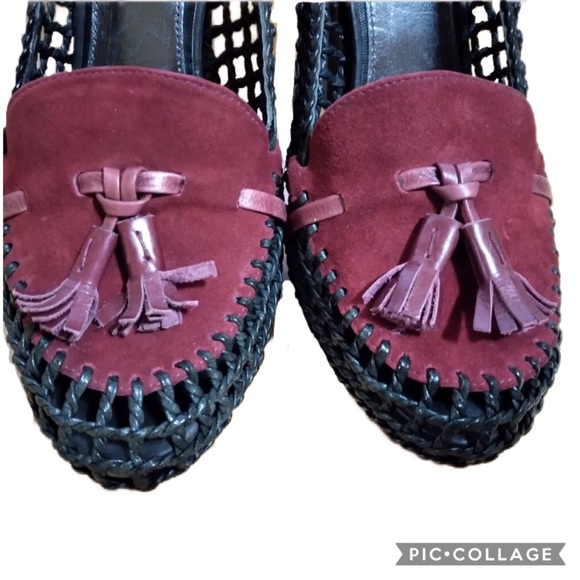 Chelsea Paris DESIGNER LEATHER Red/Black Heels 38 - Picture 4 of 13